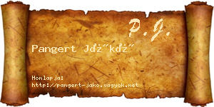 Pangert Jákó névjegykártya